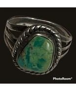 1940s turquoise &amp; silver ring handmade sterling 925 ring size 6.5 - $212.66 CAD