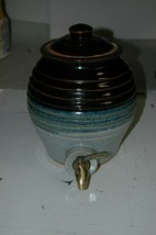 Vintage Stoneware Beehive Ovoid Water Tea Jug Dispenser Brass Spout With Lid - £55.07 GBP