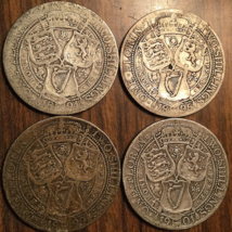 1894 1896 1899 1901 LOT OF 4 UK GREAT BRITAIN SILVER FLORIN TWO SHILLING... - $121.28