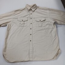 Vintage Eddie Bauer Men's Cream Heavyweight Cotton Long Sleeve Shirt Chest 52" image 9