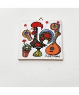 Good Luck Rooster Portugal Small Tile With Cork Wall Hanging Signed Tino... - $9.87