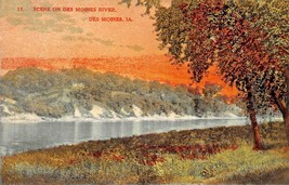 Des Moines Iowa~Sunset Scene On Des Moines RIVER~K-WIN Publ Postcard - £5.68 GBP