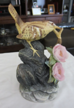 Vintage Brownish Yellow Bird with Spotted Underbelly Ceramic Bisque Figurine - £17.39 GBP