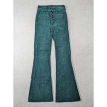 American Eagle Super Hi-Rise Flare Corduroy Pants Stretch Teal Size 000 ... - £22.95 GBP