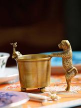 interoknack Luxury Brass Animal Candy &amp; Cutlery Holder, Leopard and Gira... - $2,754.21 MXN