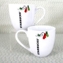 Lot Of 2 Starbucks 2011 Holiday Dove Red & Green Mittens 13oz Coffee Cup Mug - $19.78