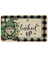 Baccessor St Patrick&#39;s Day Doormat 17x29 Buffalo Plaid Green Shamrock - $27.56 CAD