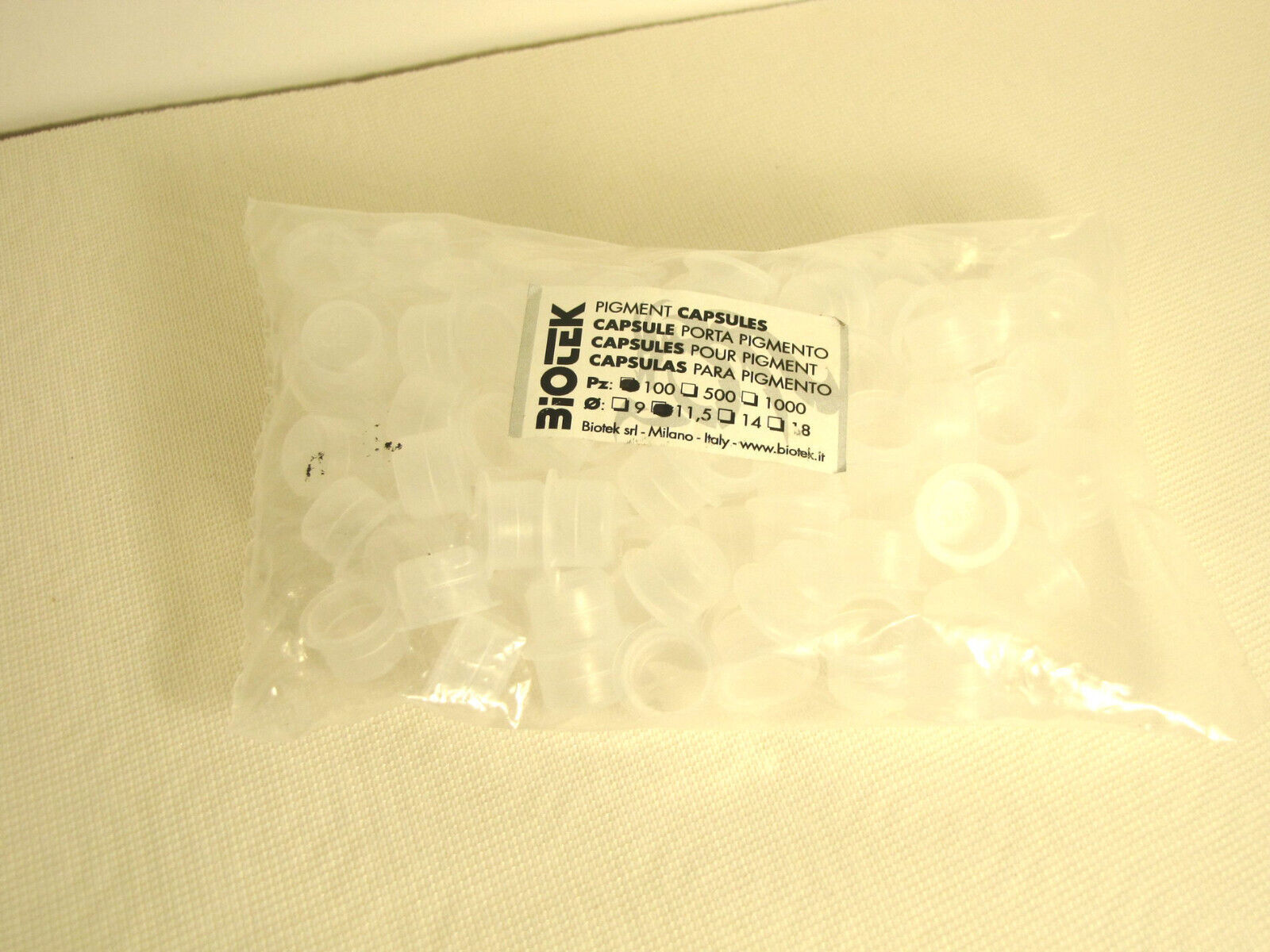 Biotek Milano capsule porta pigmento 100 pezzi diametro 1,1 cm tattoo ta... - $7.36