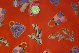 Red Hat Hats N Heels Purses Cotton Fabric Coordinate BTY Marcus Brothers - £10.02 GBP