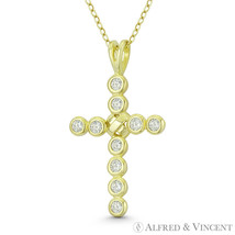 Paternoster Rosary X-Rope Cross CZ Crystal &amp; Sterling Silver Gold-Plated Pendant - £17.76 GBP+