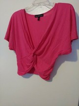 Derek Heart Juniors Rayon Pink Color Flutter Sleeve Front Twist Crop Top... - £6.79 GBP