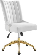 Office Chair In Gold White With Channel-Tufted Performance Velvet By Modway. - £212.58 GBP