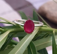 Certified 4Ct Red Ruby Oval Gemstone handmade 14K White Gold Plated Ring - £50.35 GBP
