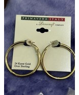 Primavera Italy 24K Gold over Sterling Silver Large Hoop Earrings - $658.39 MXN