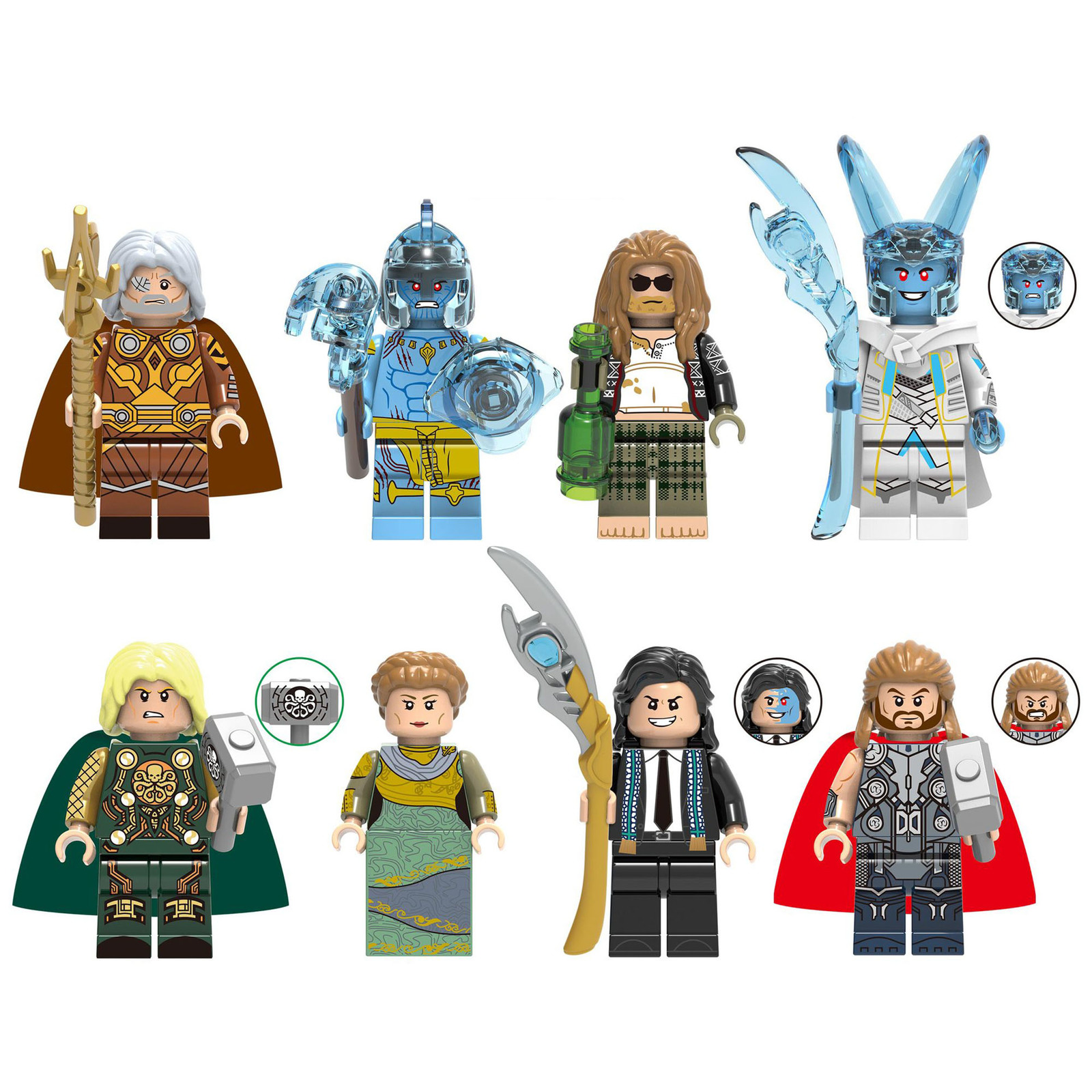 8Pcs Marvel Super Heroes Minifigures Loki Odin Laufey Thor Frigga Mini B... - $19.89