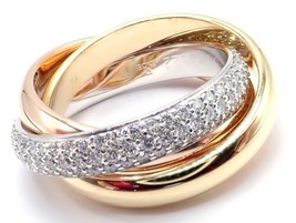 Cartier Trinity Classic Diamond 18k White Yellow Rose Gold Band Ring 6.7... - $8,500.00