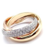 Cartier Trinity Classic Diamond 18k White Yellow Rose Gold Band Ring 6.7... - £6,649.26 GBP