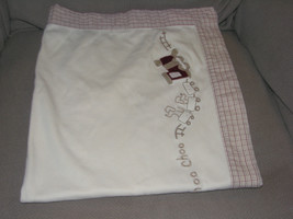 Gymboree TRADITIONS Dog Choo Choo Train Blanket Cream Plaid Cotton - $20.31