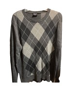Ablanche Vintage Mens L Fit Sweater Gray Argyle Acrylic Pullover Outdoor... - $20.37 CAD