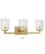 HDC- Westlyn 3-Light Brushed Brass Vanity Light with Clear Glass Shades ... - $103.88 CAD