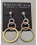 White House Black Market Stud Earrings Silver Gold &amp; Rose Gold Tone Circles - $328.14 MXN