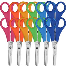 Scissors Bulk For Kids, 12 Pack 5 Safety Blunt Tip Student Scissors, 6 Assorted  - £16.01 GBP