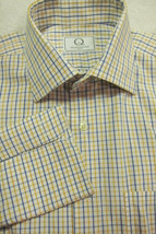 GORGEOUS Quaredo Yellow and Blue Check French Cuff Slim Shirt Made n Ita... - £28.31 GBP