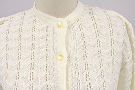 VTG 1960s Womens Petronelli Chevron Acrylic Cardigan Sweater Cream NWT 3... - $25.84