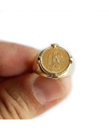 Mexican 2 pesos gold coin ring, dos pesos gold coin ring with stars - €616,58 EUR+