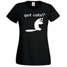 Womens T-Shirt Cute Cat Quote Got Cats?, Funny Kitty TShirt, Smiling Cat... - £19.51 GBP