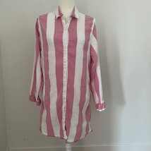 Tommy Bahama Rugby Beach Stripe Boyfriend Shirt Coral Coast Swim Coverup... - $74.99
