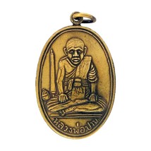 Phra Somdej LP Pan Thai Amuleto Magia Sagrada Suerte Vintage Colgante de Oro - £10.97 GBP