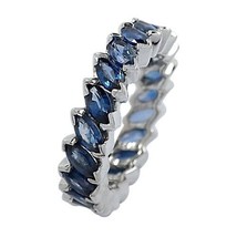 Blue Sapphire 3.36 carat Marquise Cut Platinum Eternity Band Size 6 - £1,650.31 GBP