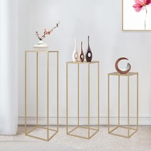 Cekpo 3 PCS Metal Plant Stand Golden Nesting Display End Table Tall Pedestal - £52.27 GBP