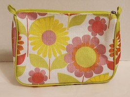 CLINIQUE Cosmetic Makeup Bag Glam Bag Floral Linen Zipper Pouch - £8.55 GBP
