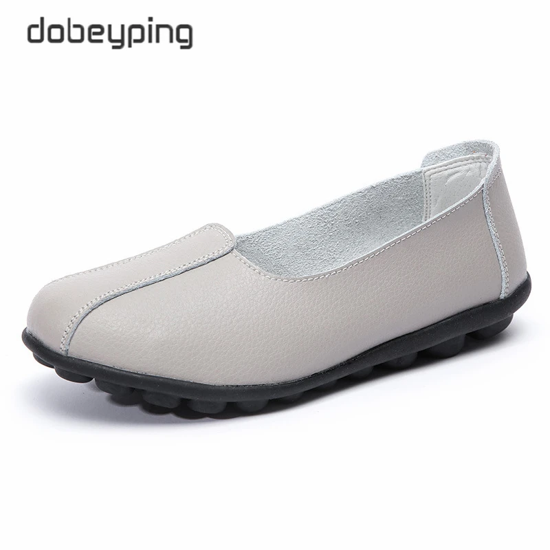 New Spring Autumn Shoes Woman Leather Women&#39;s Flats Slip On Mother Loafers Soft  - £128.12 GBP