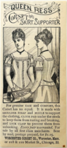 1886 Queen Bess Corset &amp; Skirt Support Advertisement Victorian Worcester... - $28.01 CAD