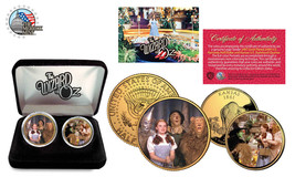The Wizard Of Oz 24K Gold Usa 2 Coin Set Half Dollar Quarter Certified Gift Box - £15.02 GBP