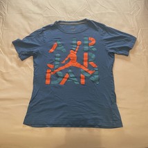 Nike Air Jordan Jumpman Graphic T Shirt Youth Large Blue &amp; Orange Logo - £7.84 GBP