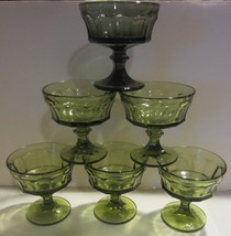 Vintage Indiana Glass Co. Set Of 6 Dessert cups Green - £19.89 GBP