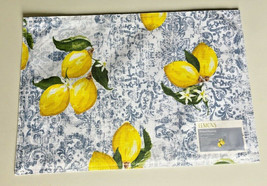 Lemon Lemons Fabric Placemats Set of 4 Summer Beach House 13x19&quot; Easy Care - £28.88 GBP