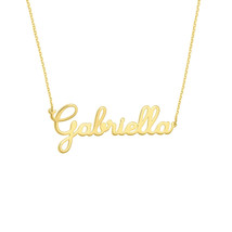 Personalize Engrave Name Cursive Font Name plate Pendant Necklace 14K Solid Gold - £275.24 GBP+