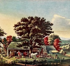 Autumn New England Cider House Lithograph 1952 Currier And Ives Print LGADCuIv - £39.50 GBP