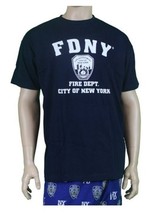 FDNY Short Sleeve Navy &amp; White Fire Dept Logo and Shield T-Shirt - £13.98 GBP