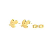 6 pcs Gold Stainless Steel Leaf with Loop Earstuds Earrings Stud Post Findings - £4.00 GBP