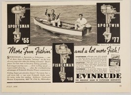 1936 Print Ad Evinrude Sportsman,Sportwin,Fisherman Outboard Motors Milwaukee,WI - £10.03 GBP