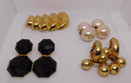 LES BERNARD Vintage Lot of 3 Sets Earrings &amp; Gold Tone Modernist Brooch EUVC - £133.64 GBP