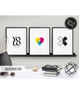 Set of 3 Trend Prints, YOLO, Color Heart, CMYK, Yin Yang, X Cross, Fashi... - $30.00+