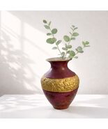 J. Byerlee Signed 2002 Art Pottery Vase - Burgundy and Gold Rose Embossed - $44.55