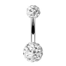 1PCS Crystal Ball Belly Button Rings Stainless Steel Zircon Navel Piercing Heart - £9.82 GBP